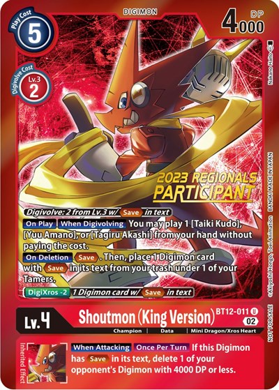Shoutmon (King Version) (2023 Regionals Participant) from Across Time