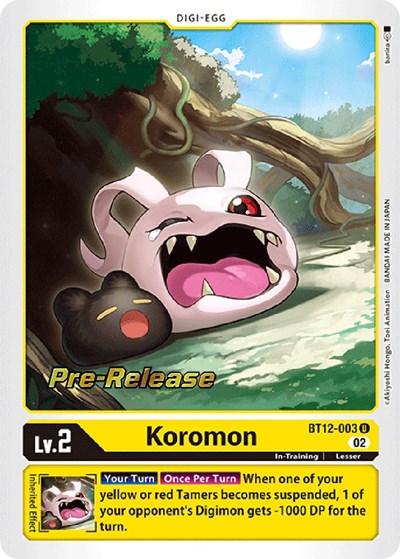 Koromon from Across Time Pre-Release Cards