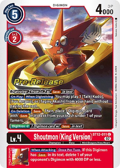 Shoutmon (King Version) from Across Time Pre-Release Cards