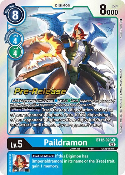 Paildramon from Across Time Pre-Release Cards