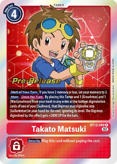 Takato Matsuki from Across Time Pre-Release Cards