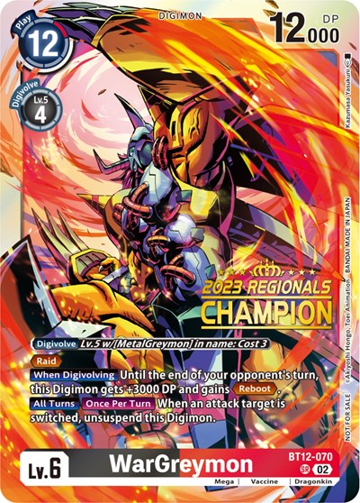 WarGreymon (2023 Regionals Champion) from Across Time