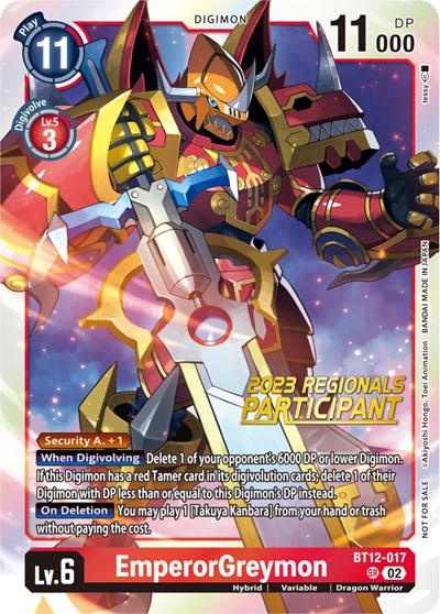 EmperorGreymon (2023 Regionals Participant) from Across Time