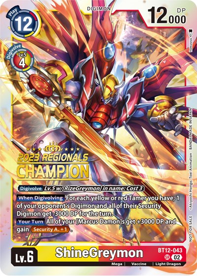 ShineGreymon (2023 Regionals Champion) from Across Time