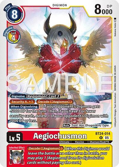 Aegiochusmon - Time Stranger Digimon Card Game Trading Card