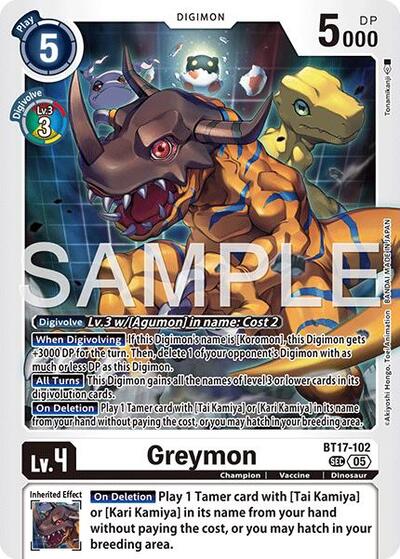 Greymon - BT17-102 (Reprint) from Advanced Booster Digimon Generation