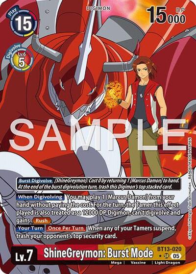 ShineGreymon: Burst Mode (Alternate Art) – BT13-020 Advanced Booster Digimon Generation Digimon Card Game Trading Card thumbnail 2