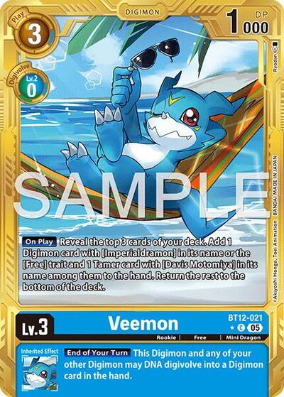 Veemon - BT12-021 (Gold Border) from Advanced Booster Digimon Generation