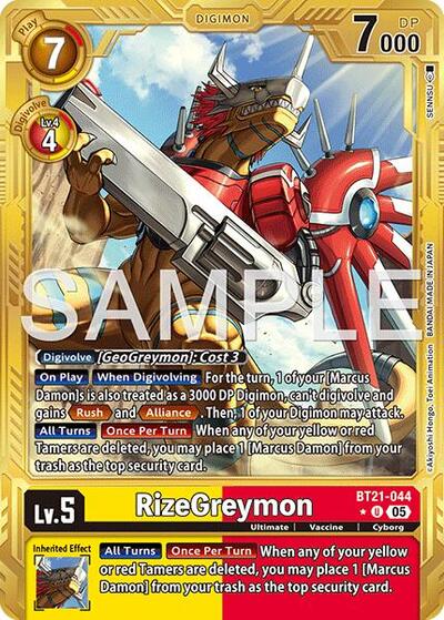 RizeGreymon - BT21-044 (Gold Border) from Advanced Booster Digimon Generation