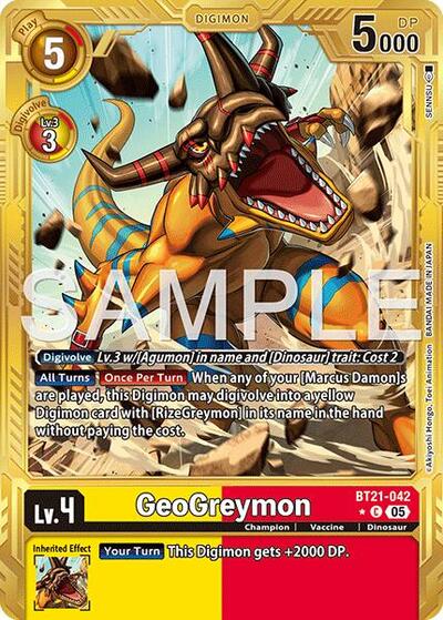 GeoGreymon - BT21-042 (Gold Border) from Advanced Booster Digimon Generation