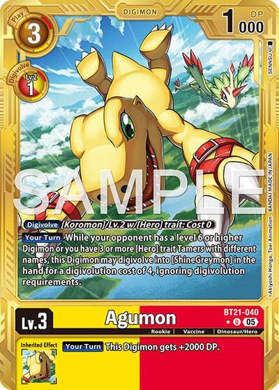 Agumon - BT21-040 (Gold Border) from Advanced Booster Digimon Generation
