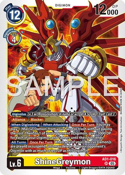 ShineGreymon - AD1-016 - Advanced Booster Digimon Generation Digimon Card Game Trading Card
