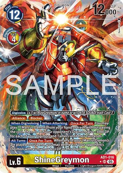 ShineGreymon - AD1-016 (Alternate Art) – AD1-016 Advanced Booster Digimon Generation Digimon Card Game Trading Card thumbnail 3