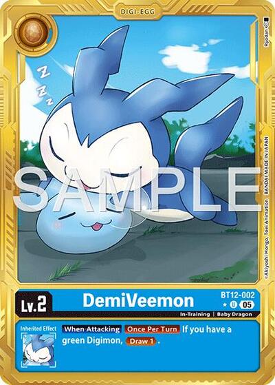DemiVeemon - BT12-002 (Gold Border) from Advanced Booster Digimon Generation