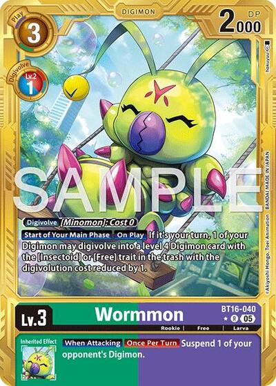 Wormmon - BT16-040 (Gold Border) from Advanced Booster Digimon Generation