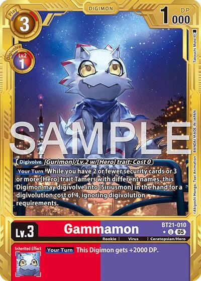 Gammamon - BT21-010 (Gold Border) from Advanced Booster Digimon Generation