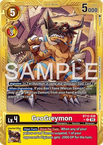GeoGreymon - BT12-038 (Gold Border) from Advanced Booster Digimon Generation