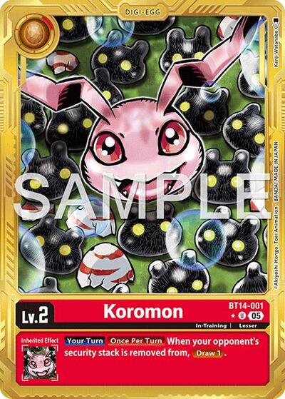 Koromon - BT14-001 (Gold Border) from Advanced Booster Digimon Generation