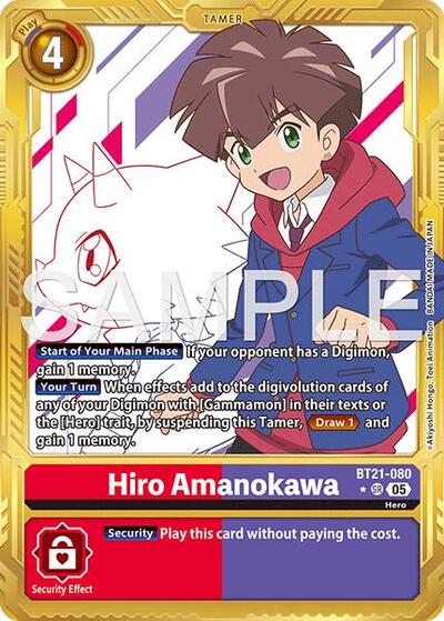 Hiro Amanokawa - BT21-080 (Gold Border) from Advanced Booster Digimon Generation