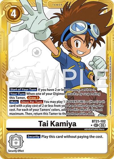 Tai Kamiya - BT21-102 (Gold Border) from Advanced Booster Digimon Generation