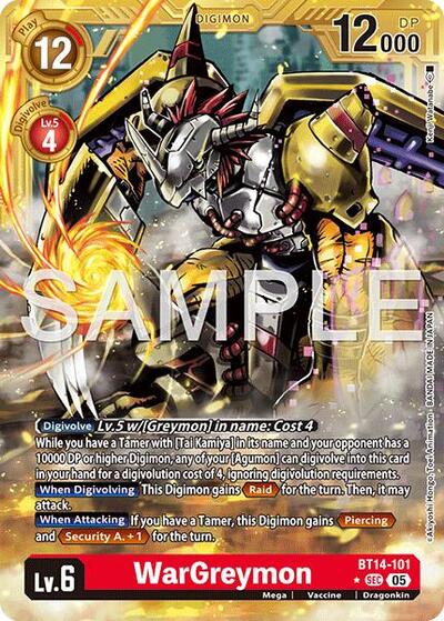WarGreymon - BT14-101 (Gold Border) from Advanced Booster Digimon Generation