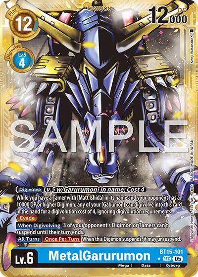 MetalGarurumon (Gold Border) – BT15-101 Advanced Booster Digimon Generation Digimon Card Game Trading Card thumbnail 2