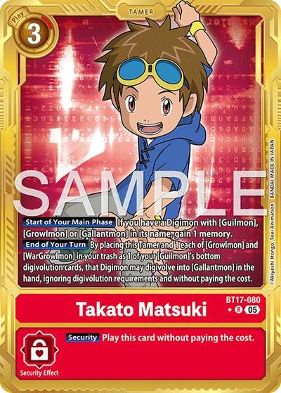Takato Matsuki - BT17-080 (Gold Border) from Advanced Booster Digimon Generation