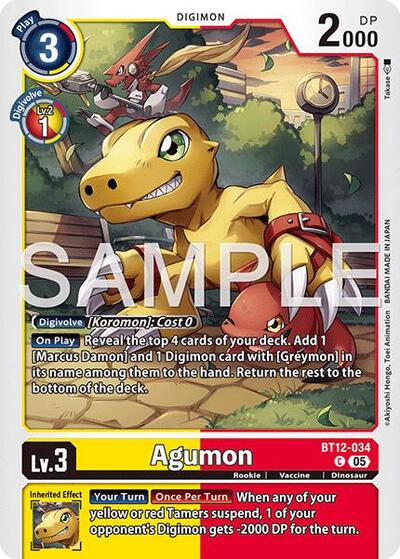 Agumon - BT12-034 (Reprint) - Advanced Booster Digimon Generation Digimon Card Game Trading Card