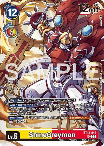 ShineGreymon - BT12-043 (Reprint) - Advanced Booster Digimon Generation Digimon Card Game Trading Card
