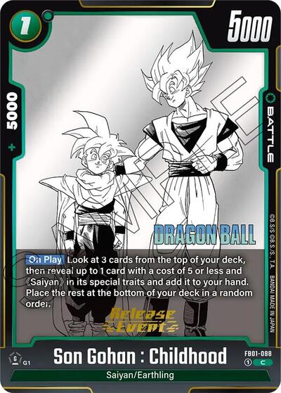 Son Gohan : Childhood (JP) - Manga Booster 01 Release Event Cards Dragon Ball Super Fusion World Trading Card