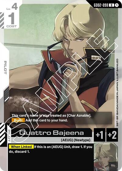 Quattro Bajeena – GD02-098 Dual Impact Gundam Card Game Trading Card