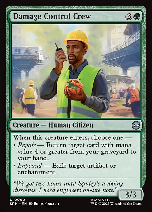 Damage Control Crew (Non-Foil) - Marvel's Spider-Man Magic The Gathering Trading Card