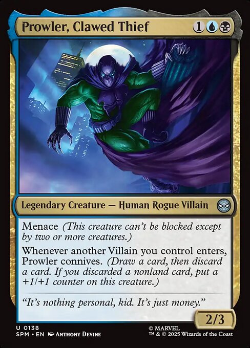 Prowler, Clawed Thief (Non-Foil) - Marvel's Spider-Man Magic The Gathering Trading Card