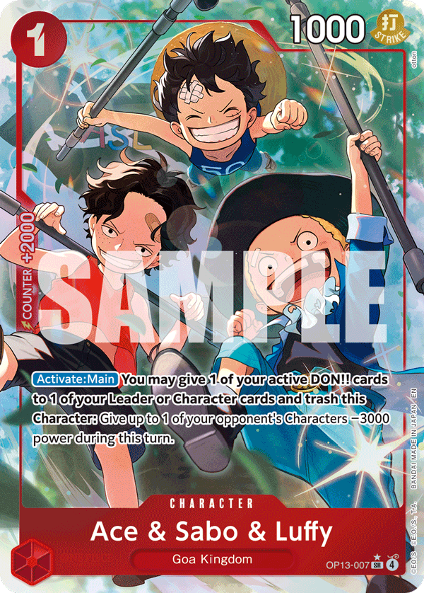Ace & Sabo & Luffy (Alternate Art) - CARRYING ON HIS WILL- [OP-13] One Piece Trading Card