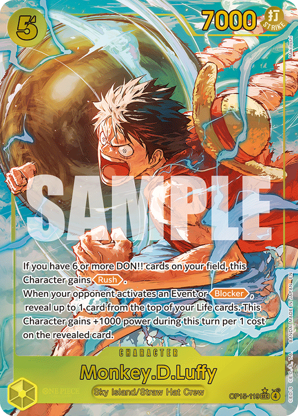 Monkey.D.Luffy (Alternate Art) - ADVENTURE ON KAMI'S ISLAND- [OP15-EB04] One Piece Trading Card