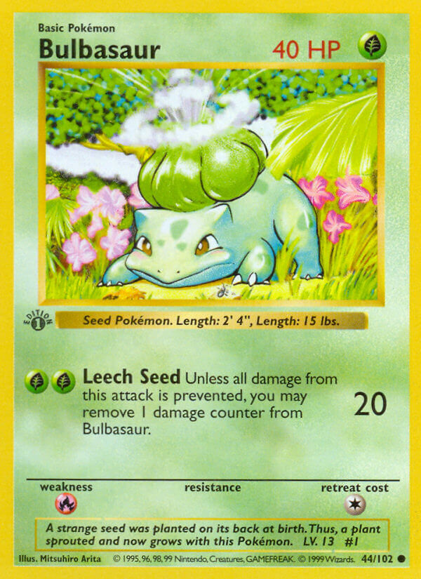 Bulbasaur – 44/102 Base Set Unlimited Pokemon Trading Card