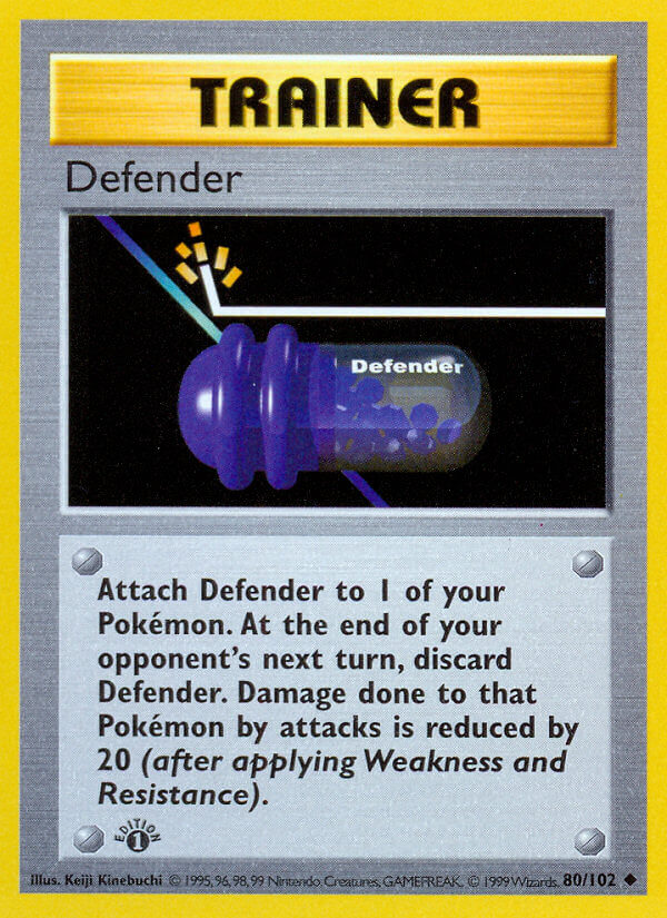 Defender – 80/102 Base Set Unlimited Pokemon Trading Card