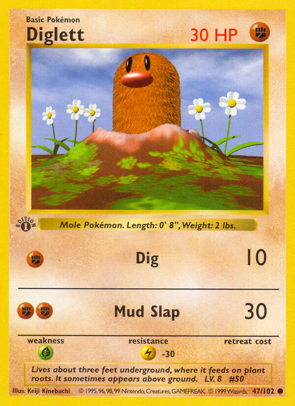 Diglett – 47/102 Base Set Unlimited Pokemon Trading Card