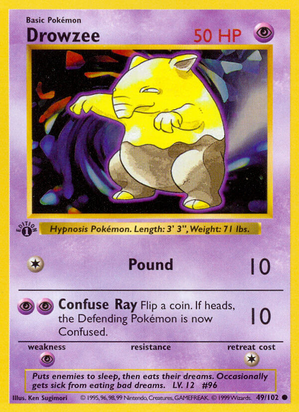 Drowzee – 49/102 Base Set Unlimited Pokemon Trading Card