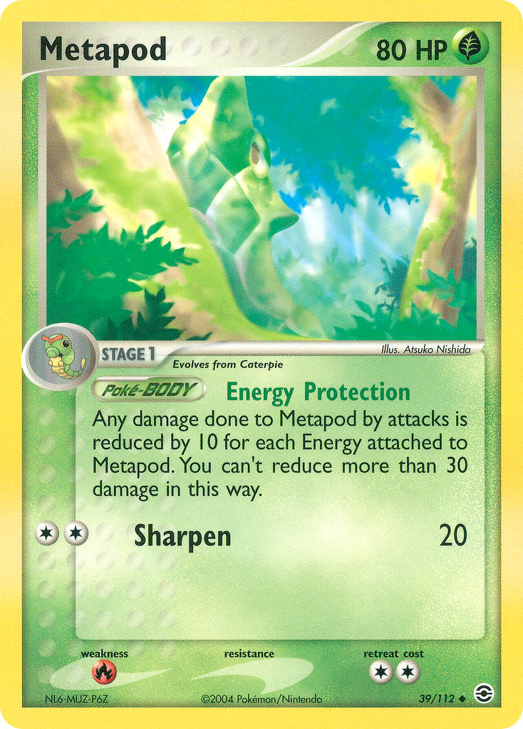 Metapod Reverse Holo - Fire Red Leaf Green Pokemon Trading Card