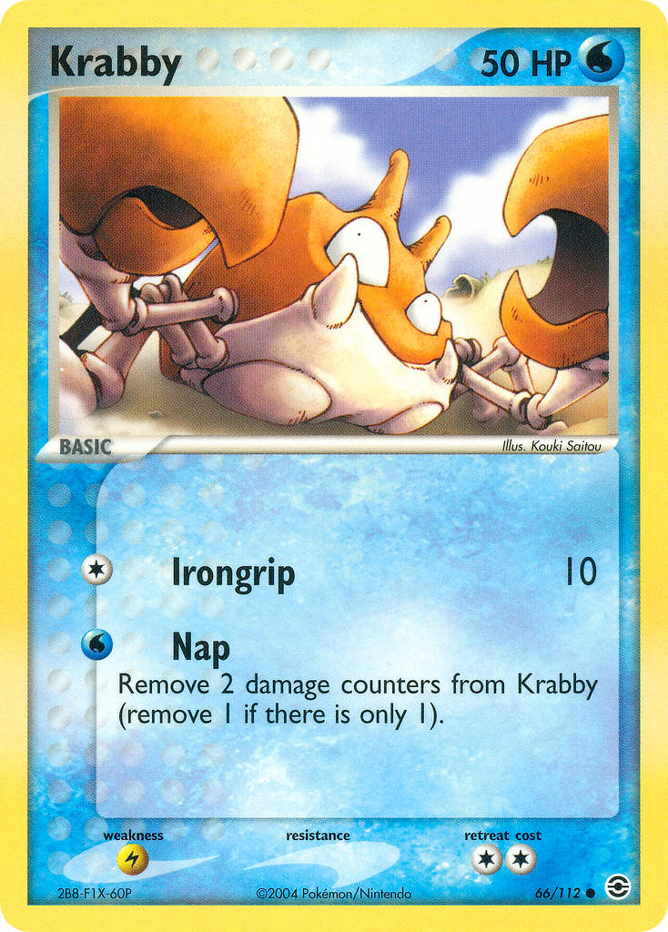 Krabby Reverse Holo – 66/112 Fire Red Leaf Green Pokemon Trading Card