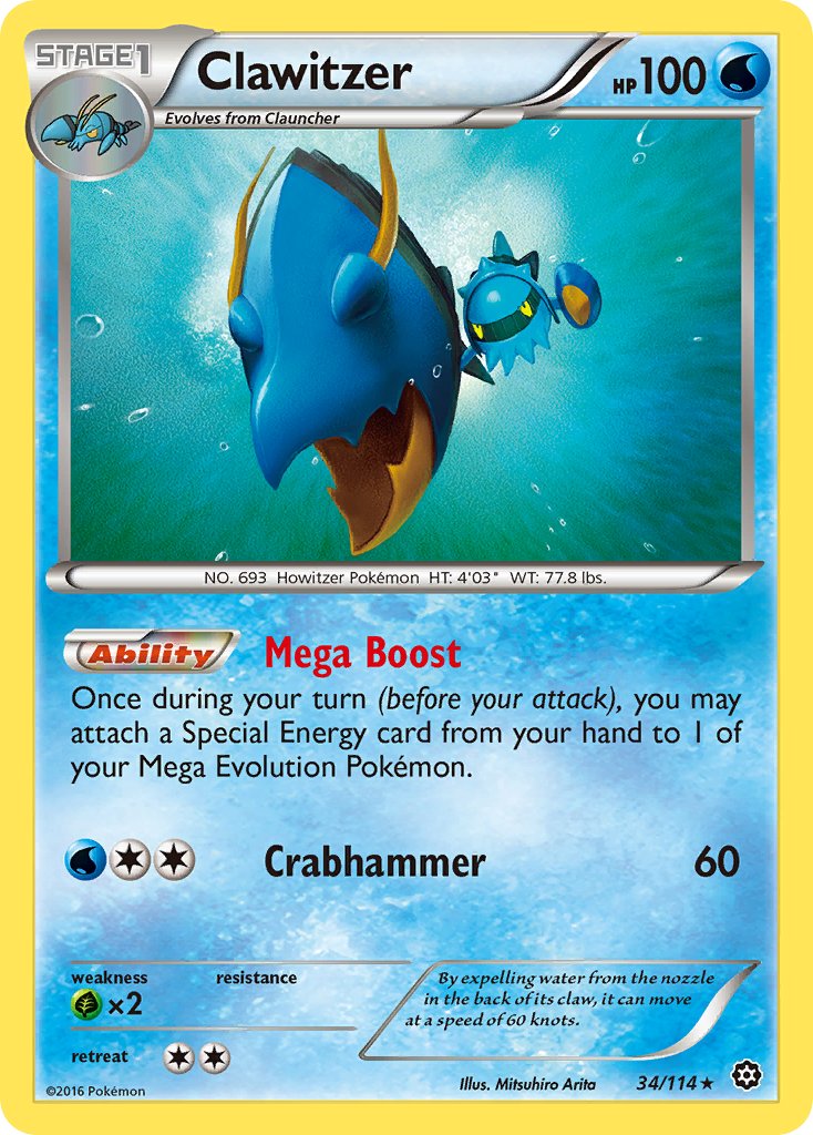 Clawitzer – 34/114 Steam Siege Pokemon Trading Card