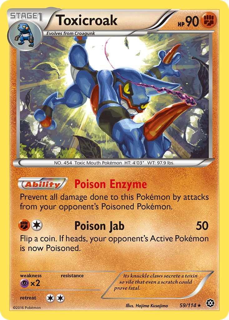 Toxicroak – 59/114 Steam Siege Pokemon Trading Card