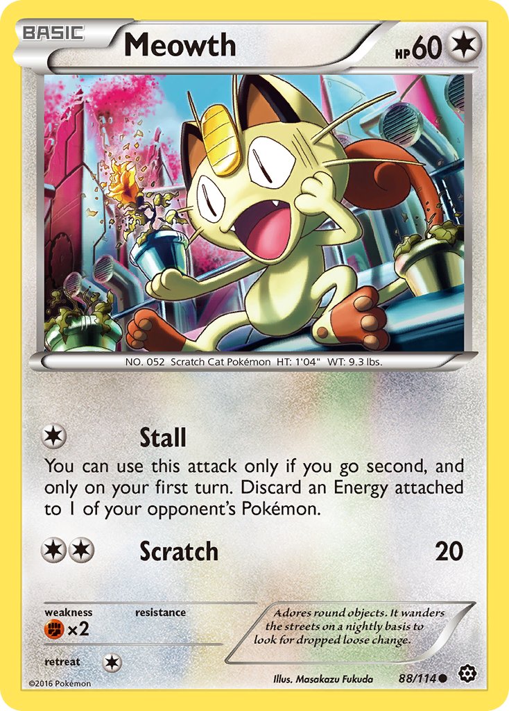 Meowth – 88/114 Steam Siege Pokemon Trading Card
