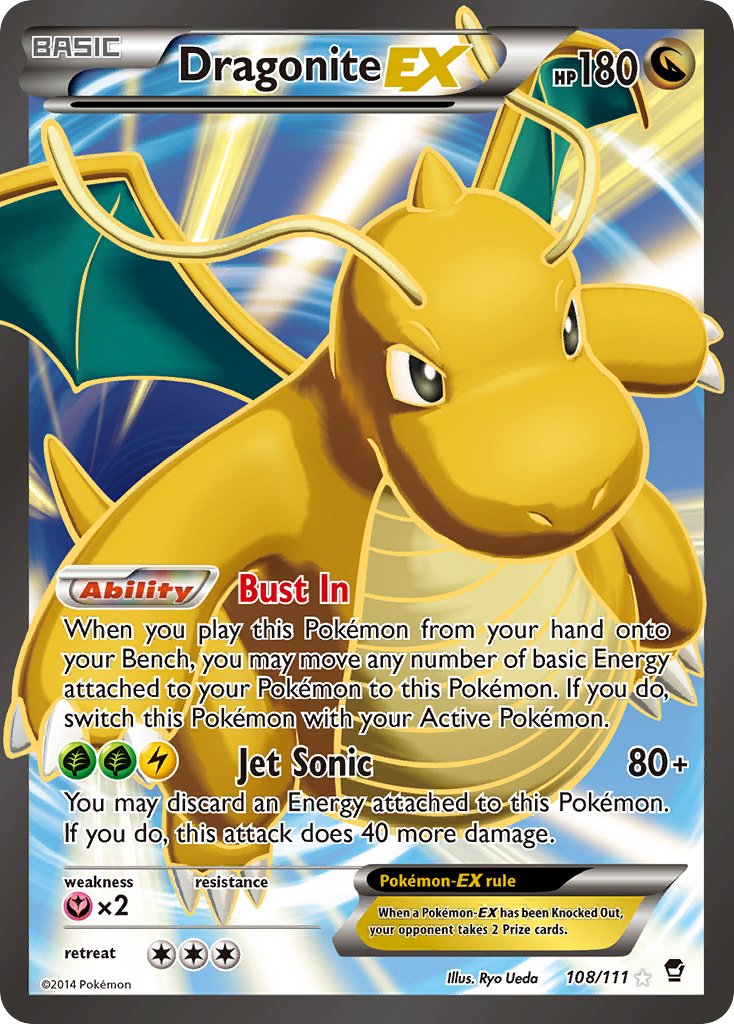 Dragonite EX - Furious Fists Pokemon Trading Card Graded 6