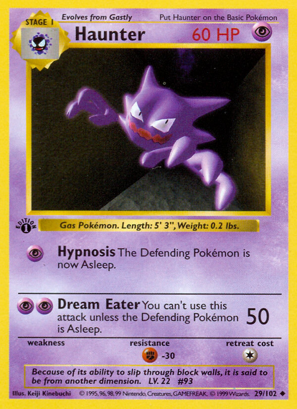 Haunter – 29/102 Base Set Unlimited Pokemon Trading Card