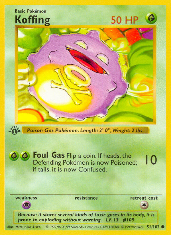 Koffing – 51/102 Base Set Unlimited Pokemon Trading Card