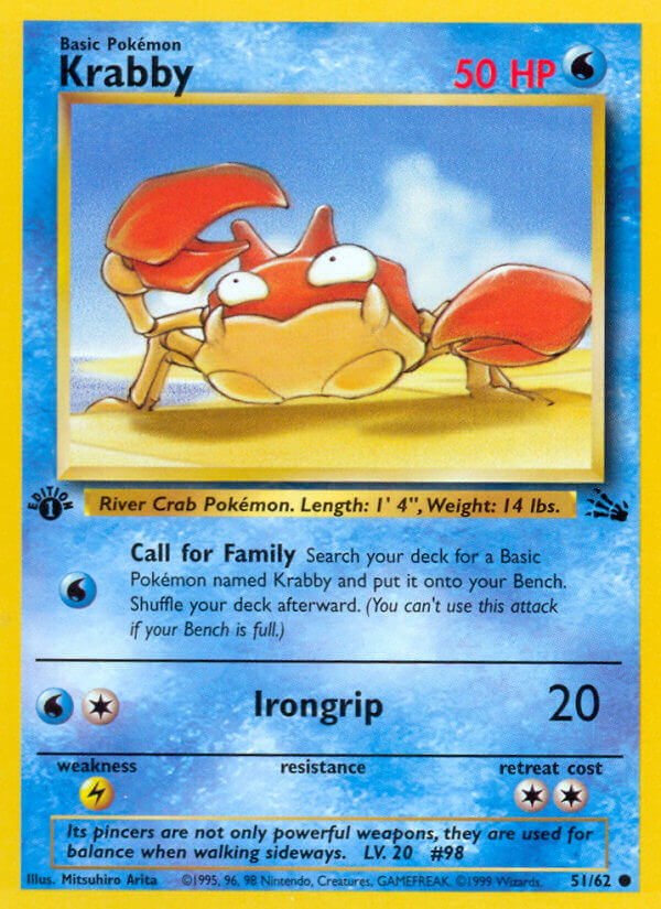 Krabby – 51/62 Fossil Pokemon Trading Card