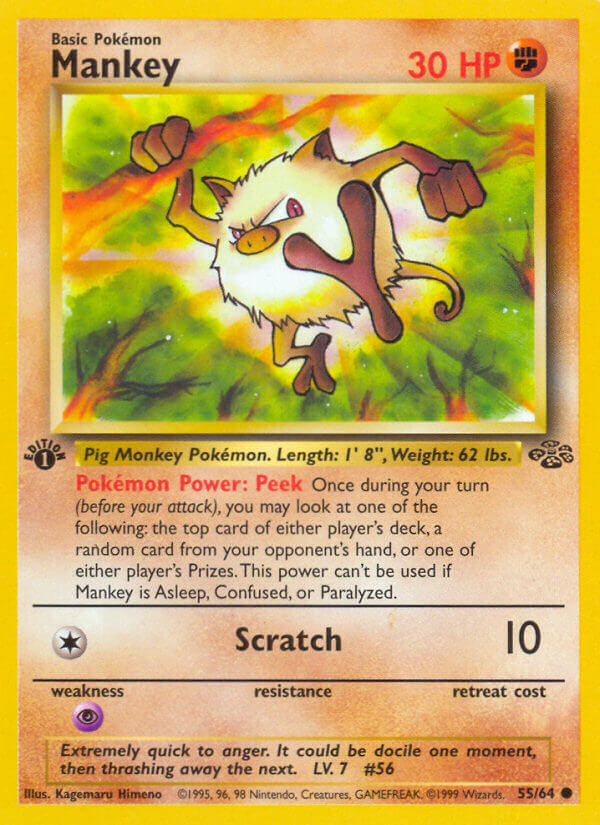 Mankey – 55/64 Jungle Pokemon Trading Card