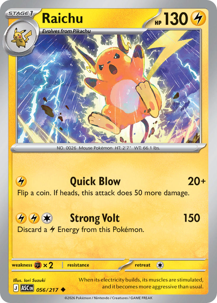 Raichu Reverse Holo - Ascended Heroes Pokemon Trading Card